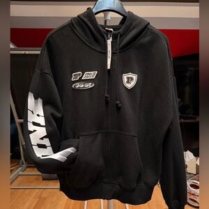 PINK Victoria's Secret Black Hoodie Racer with Logo